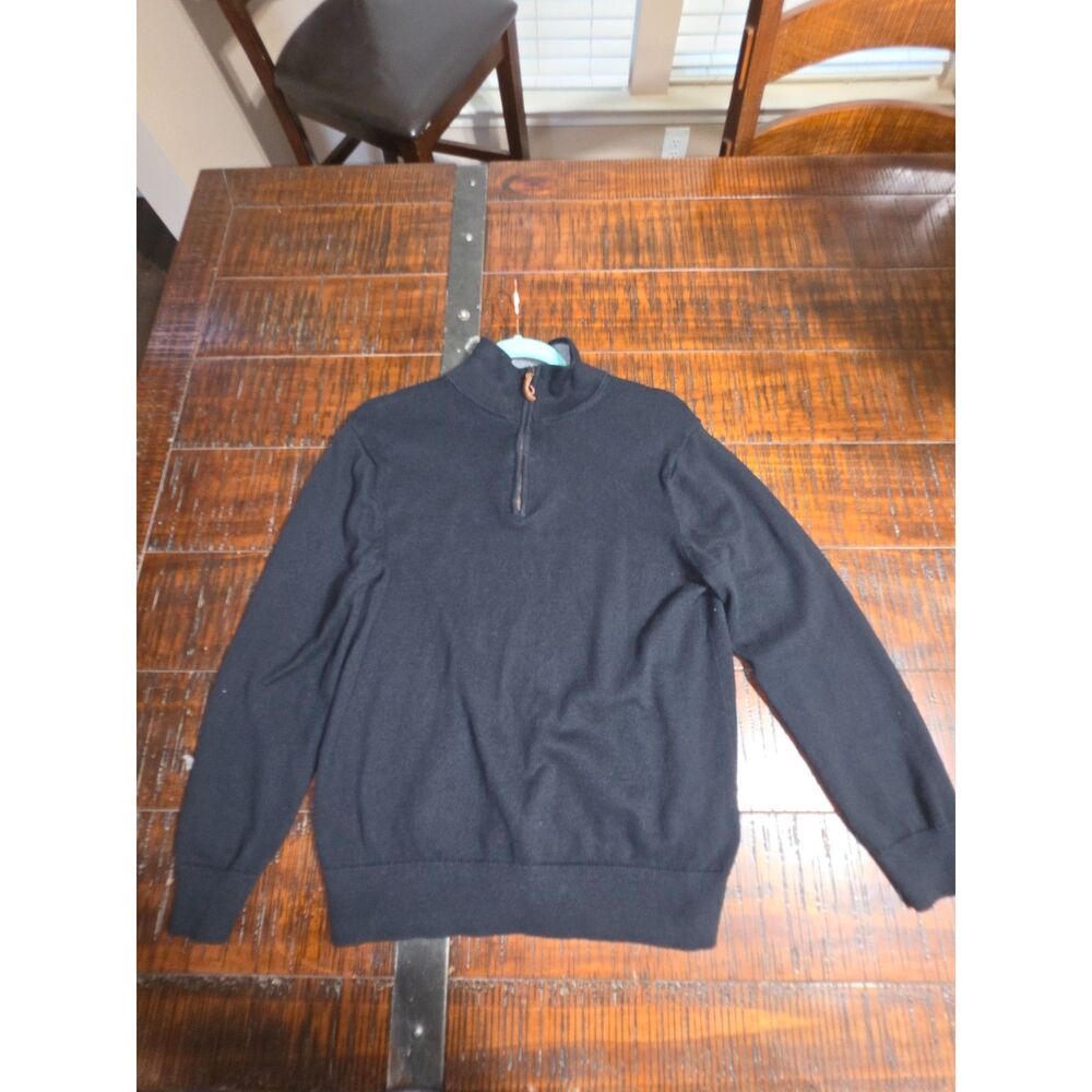 J.Crew Men's Black Quarter Zip Sweater Size Medium 100% Cotton